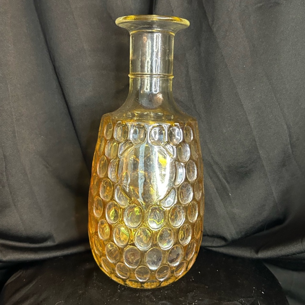 Vintage Forester Marigold Carnival Glass Decanter Bottle w‎ Stopper